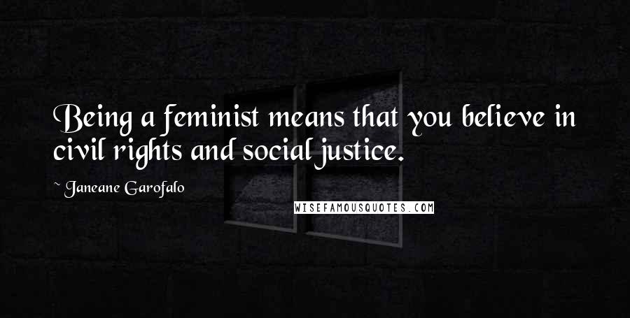 Janeane Garofalo Quotes: Being a feminist means that you believe in civil rights and social justice.