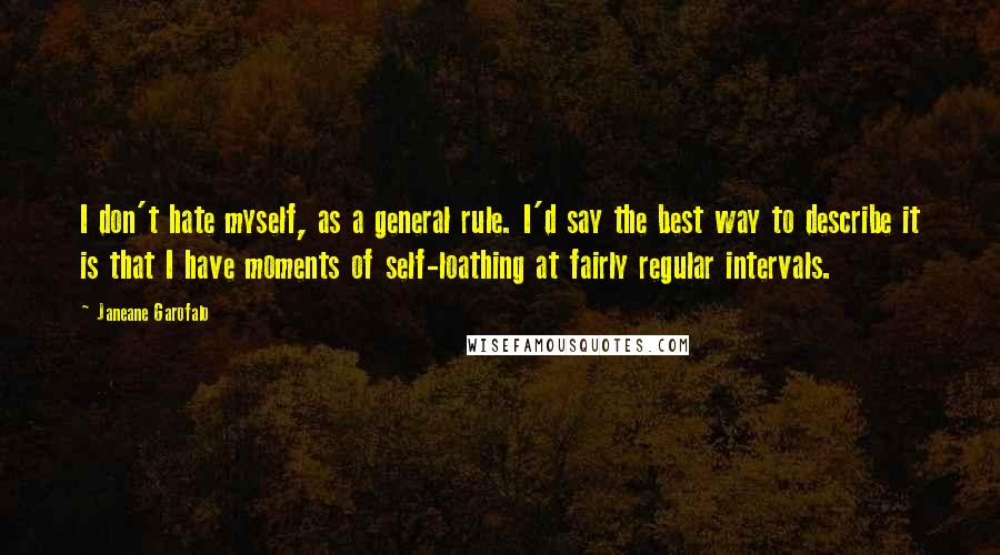 Janeane Garofalo Quotes: I don't hate myself, as a general rule. I'd say the best way to describe it is that I have moments of self-loathing at fairly regular intervals.