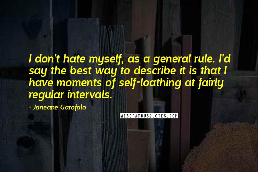 Janeane Garofalo Quotes: I don't hate myself, as a general rule. I'd say the best way to describe it is that I have moments of self-loathing at fairly regular intervals.