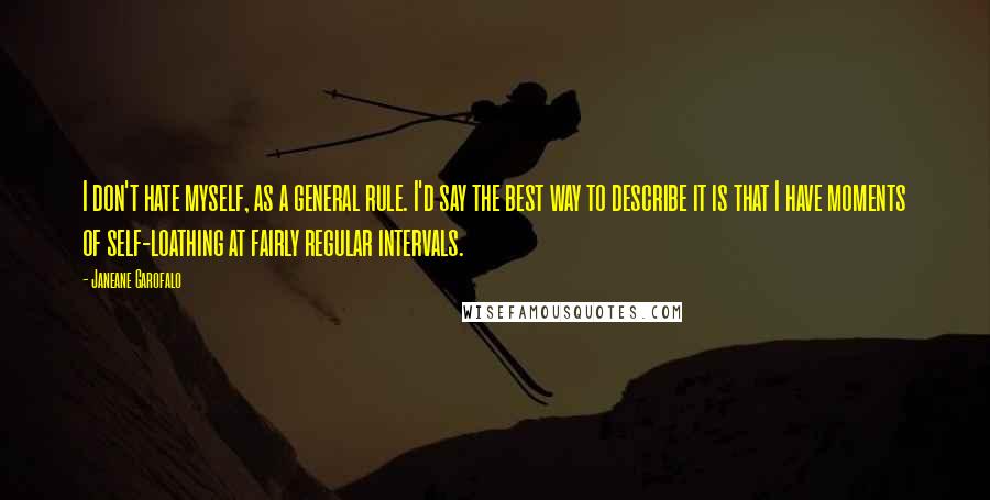 Janeane Garofalo Quotes: I don't hate myself, as a general rule. I'd say the best way to describe it is that I have moments of self-loathing at fairly regular intervals.