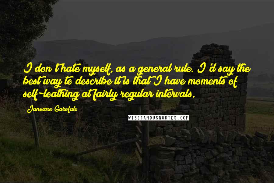 Janeane Garofalo Quotes: I don't hate myself, as a general rule. I'd say the best way to describe it is that I have moments of self-loathing at fairly regular intervals.