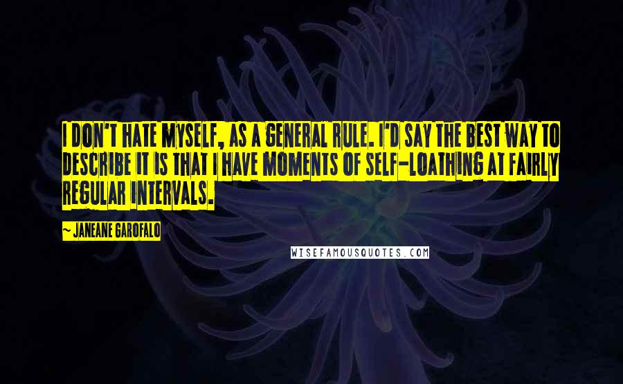 Janeane Garofalo Quotes: I don't hate myself, as a general rule. I'd say the best way to describe it is that I have moments of self-loathing at fairly regular intervals.