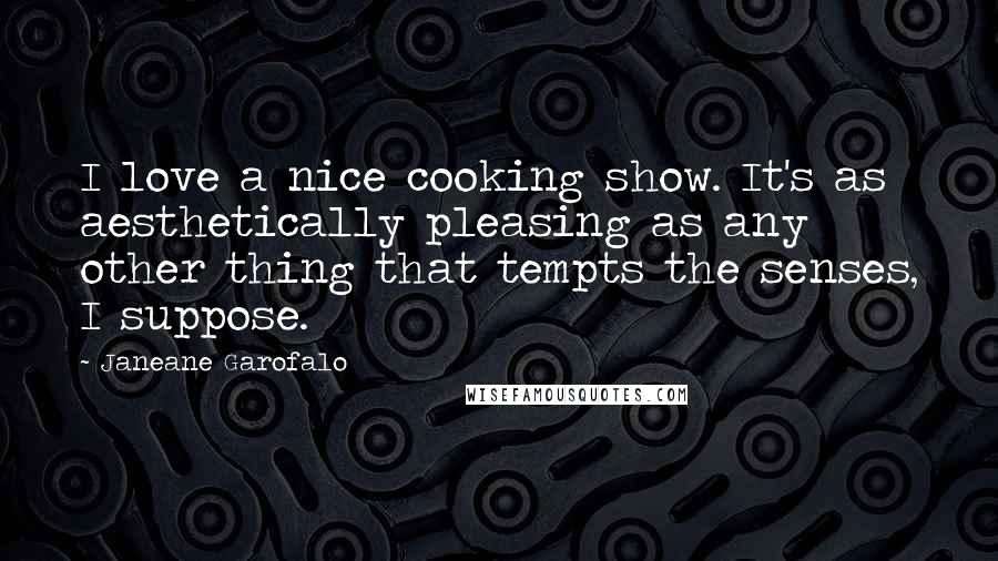 Janeane Garofalo Quotes: I love a nice cooking show. It's as aesthetically pleasing as any other thing that tempts the senses, I suppose.