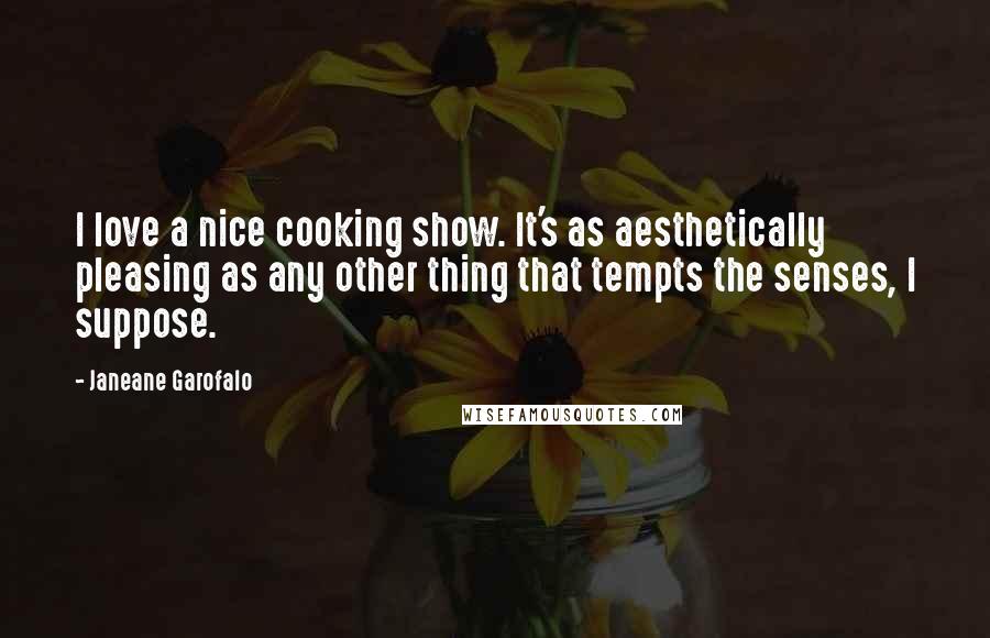 Janeane Garofalo Quotes: I love a nice cooking show. It's as aesthetically pleasing as any other thing that tempts the senses, I suppose.