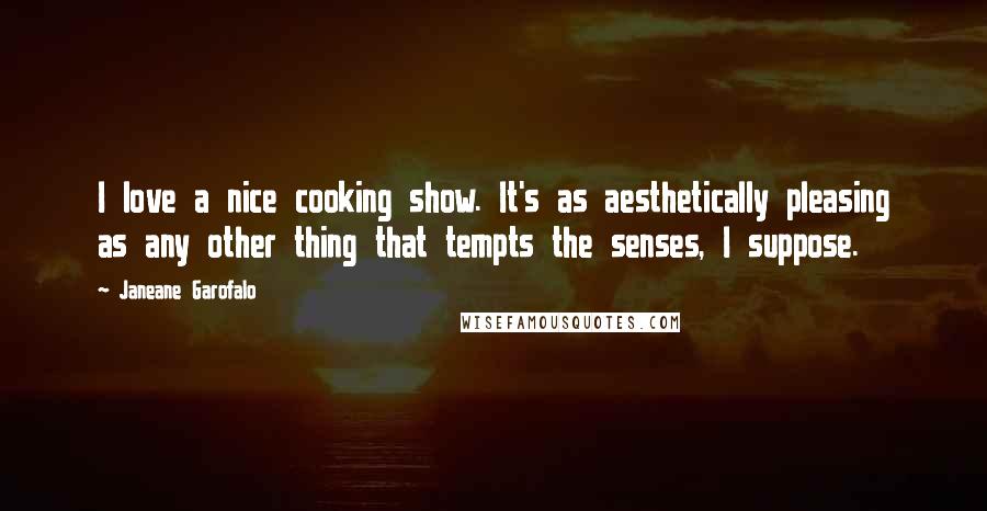 Janeane Garofalo Quotes: I love a nice cooking show. It's as aesthetically pleasing as any other thing that tempts the senses, I suppose.