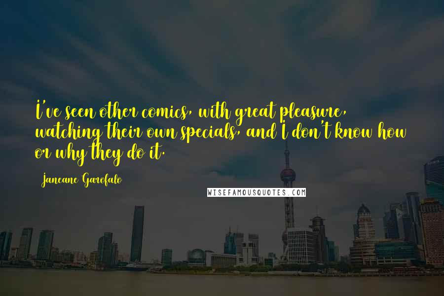 Janeane Garofalo Quotes: I've seen other comics, with great pleasure, watching their own specials, and I don't know how or why they do it.