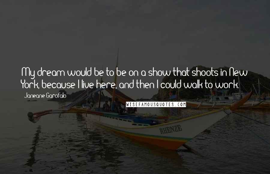 Janeane Garofalo Quotes: My dream would be to be on a show that shoots in New York, because I live here, and then I could walk to work.
