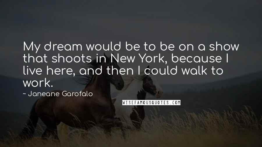 Janeane Garofalo Quotes: My dream would be to be on a show that shoots in New York, because I live here, and then I could walk to work.