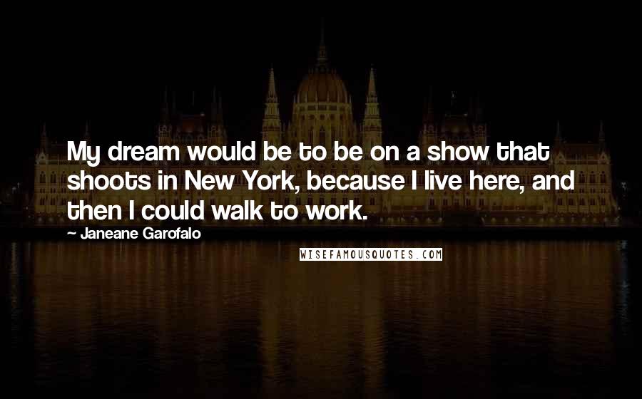 Janeane Garofalo Quotes: My dream would be to be on a show that shoots in New York, because I live here, and then I could walk to work.