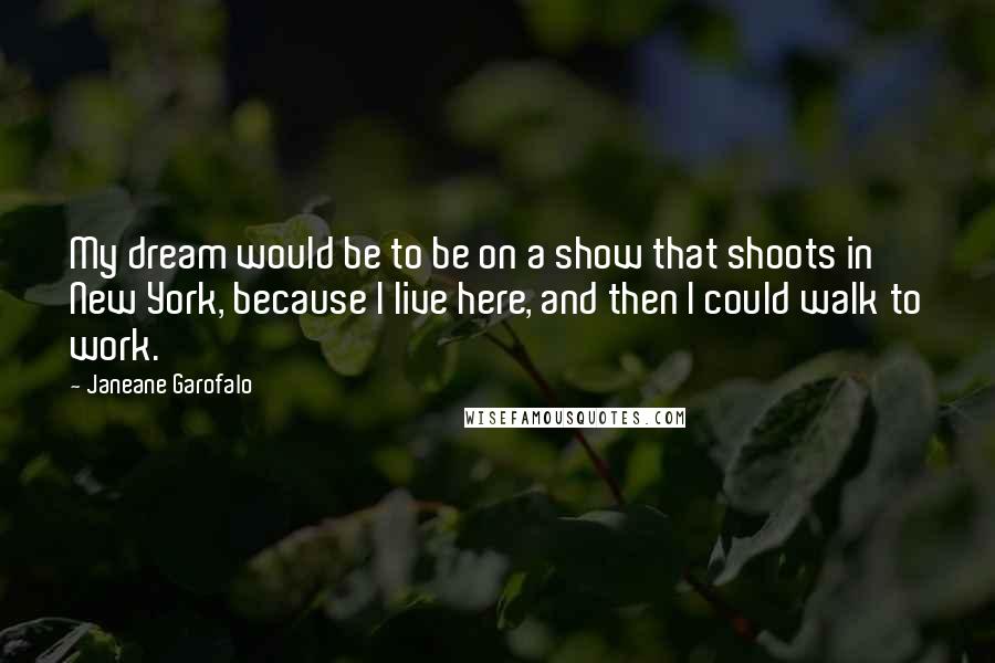 Janeane Garofalo Quotes: My dream would be to be on a show that shoots in New York, because I live here, and then I could walk to work.