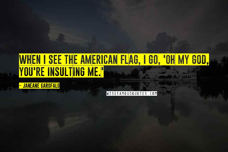 Janeane Garofalo Quotes: When I see the American flag, I go, 'Oh my God, you're insulting me.'