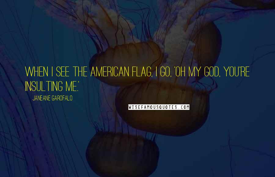 Janeane Garofalo Quotes: When I see the American flag, I go, 'Oh my God, you're insulting me.'