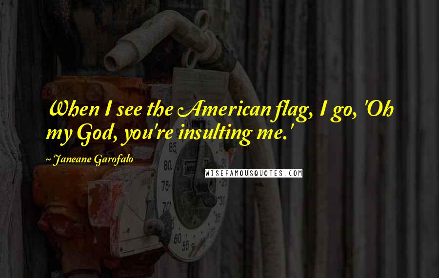 Janeane Garofalo Quotes: When I see the American flag, I go, 'Oh my God, you're insulting me.'