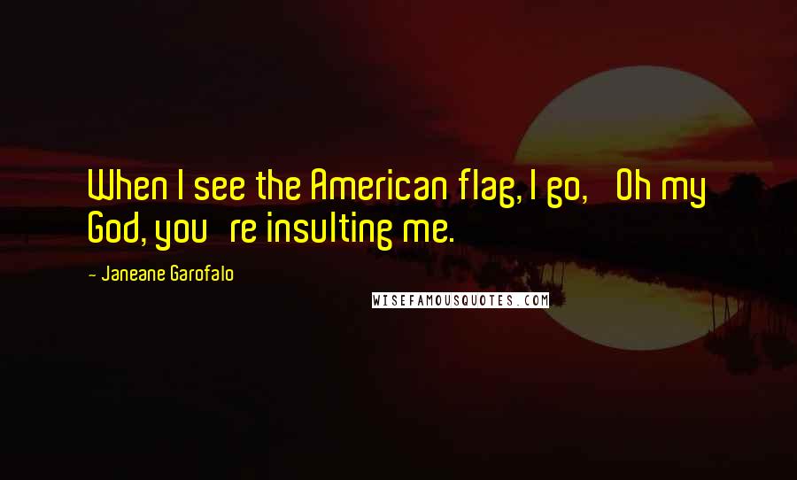Janeane Garofalo Quotes: When I see the American flag, I go, 'Oh my God, you're insulting me.'