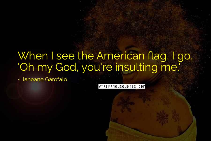 Janeane Garofalo Quotes: When I see the American flag, I go, 'Oh my God, you're insulting me.'