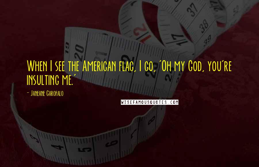 Janeane Garofalo Quotes: When I see the American flag, I go, 'Oh my God, you're insulting me.'