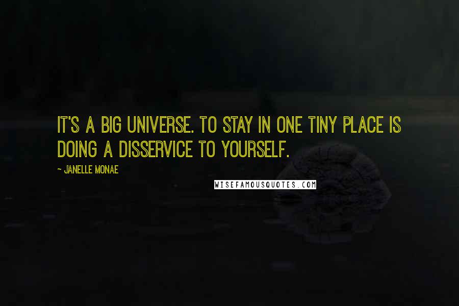 Janelle Monae Quotes: It's a big universe. To stay in one tiny place is doing a disservice to yourself.