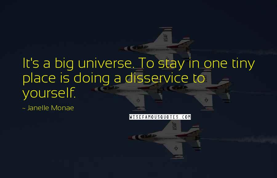 Janelle Monae Quotes: It's a big universe. To stay in one tiny place is doing a disservice to yourself.