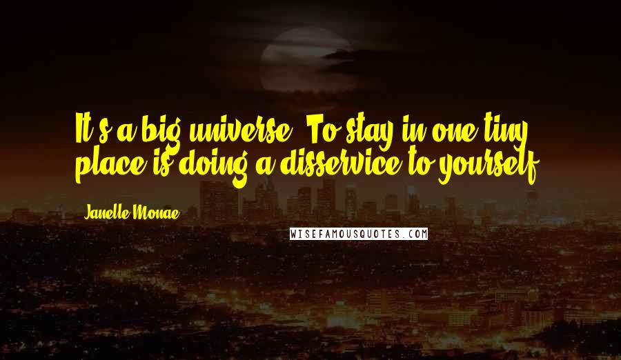 Janelle Monae Quotes: It's a big universe. To stay in one tiny place is doing a disservice to yourself.