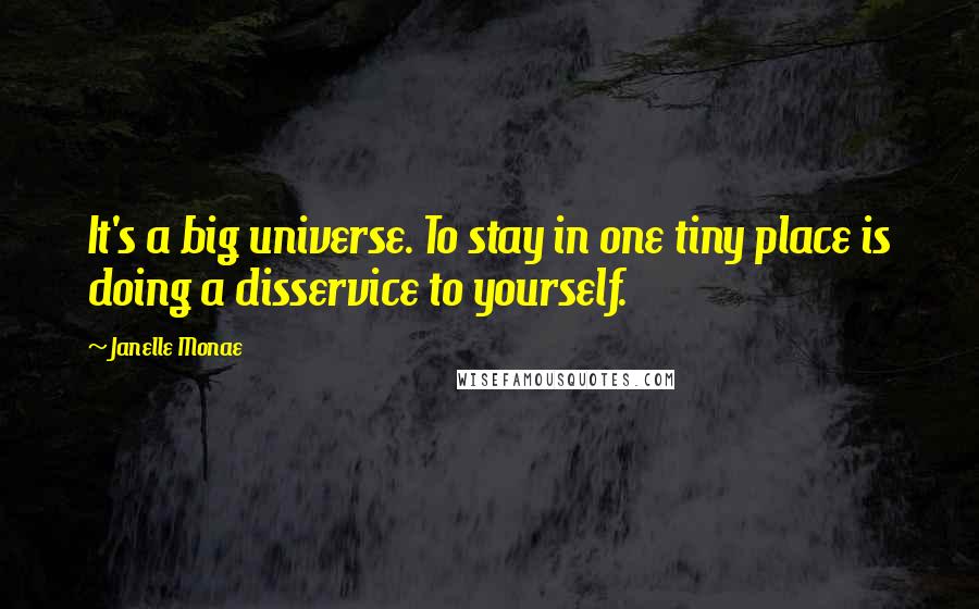 Janelle Monae Quotes: It's a big universe. To stay in one tiny place is doing a disservice to yourself.