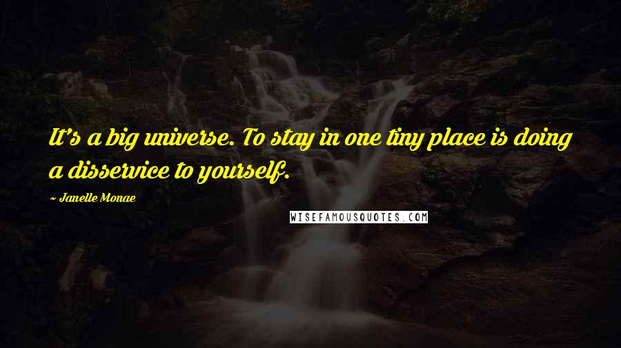 Janelle Monae Quotes: It's a big universe. To stay in one tiny place is doing a disservice to yourself.