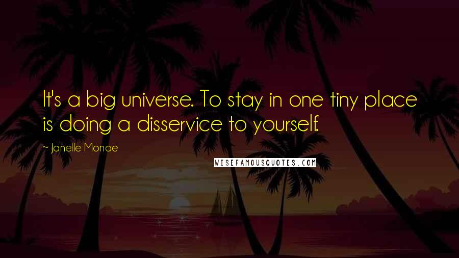 Janelle Monae Quotes: It's a big universe. To stay in one tiny place is doing a disservice to yourself.