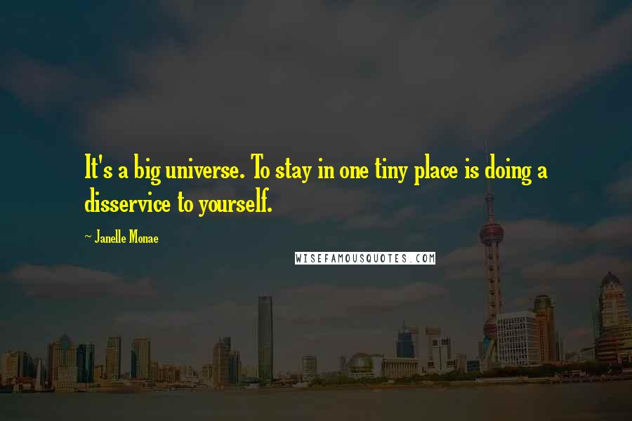 Janelle Monae Quotes: It's a big universe. To stay in one tiny place is doing a disservice to yourself.
