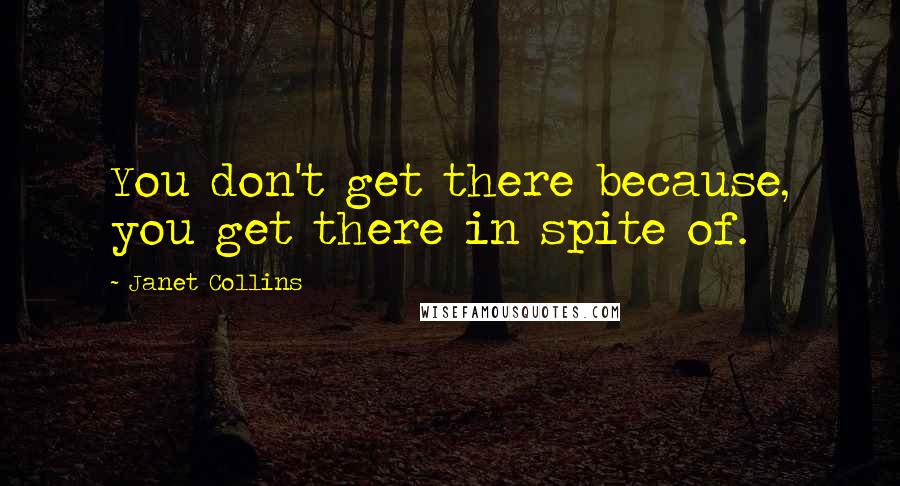 Janet Collins Quotes: You don't get there because, you get there in spite of.