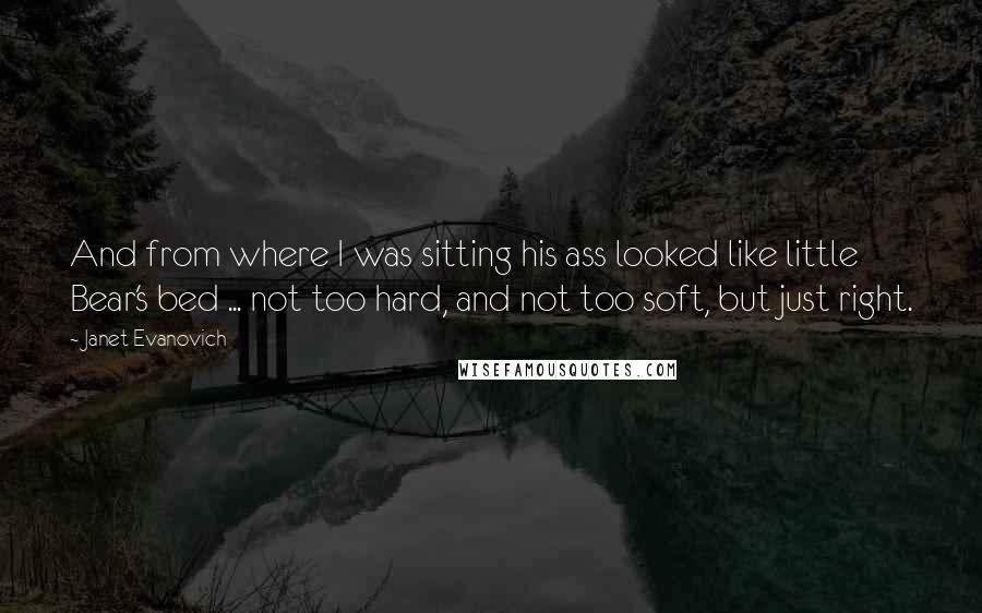 Janet Evanovich Quotes: And from where I was sitting his ass looked like little Bear's bed ... not too hard, and not too soft, but just right.