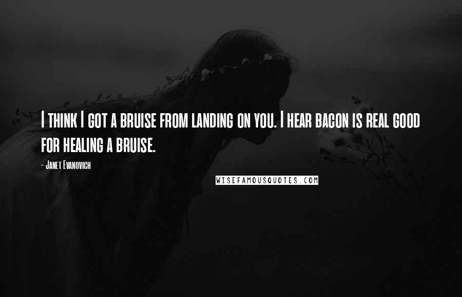 Janet Evanovich Quotes: I think I got a bruise from landing on you. I hear bacon is real good for healing a bruise.