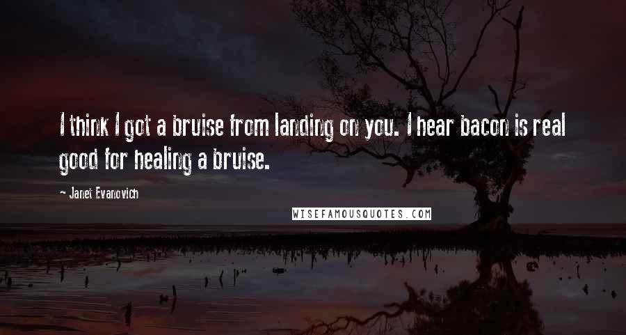 Janet Evanovich Quotes: I think I got a bruise from landing on you. I hear bacon is real good for healing a bruise.