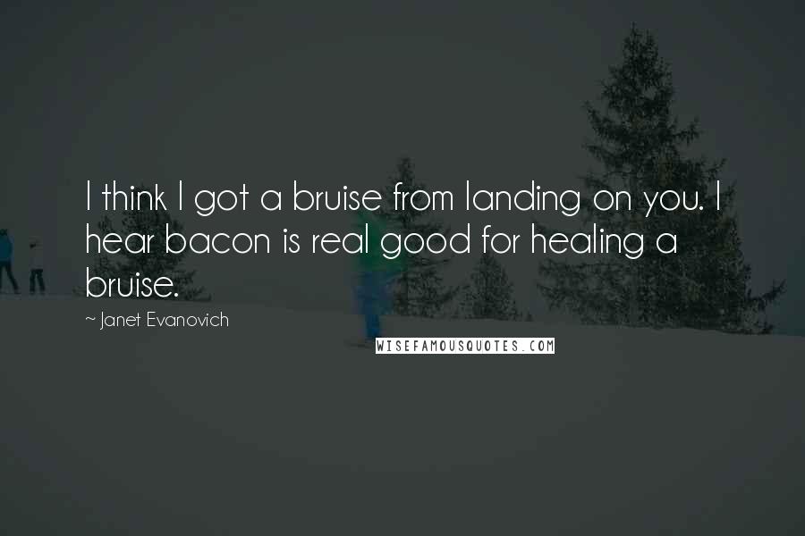 Janet Evanovich Quotes: I think I got a bruise from landing on you. I hear bacon is real good for healing a bruise.