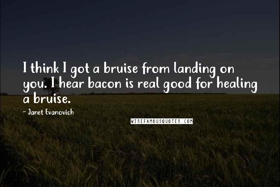 Janet Evanovich Quotes: I think I got a bruise from landing on you. I hear bacon is real good for healing a bruise.