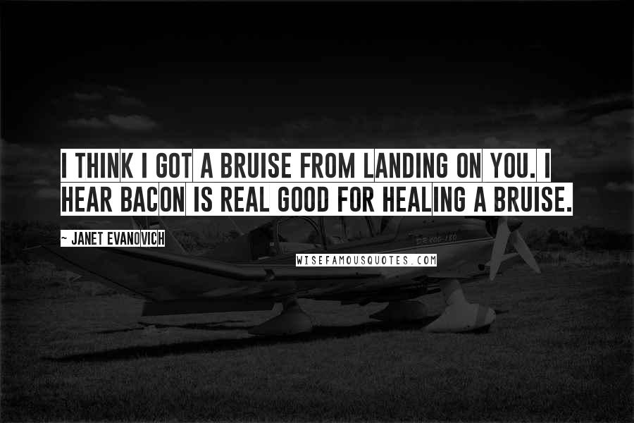 Janet Evanovich Quotes: I think I got a bruise from landing on you. I hear bacon is real good for healing a bruise.