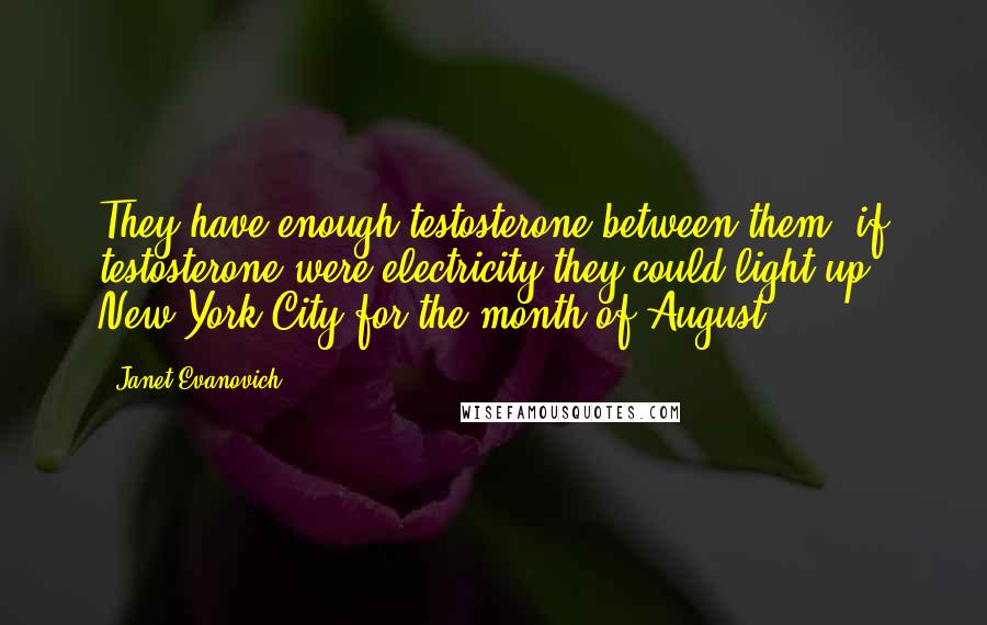 Janet Evanovich Quotes: They have enough testosterone between them, if testosterone were electricity they could light up New York City for the month of August