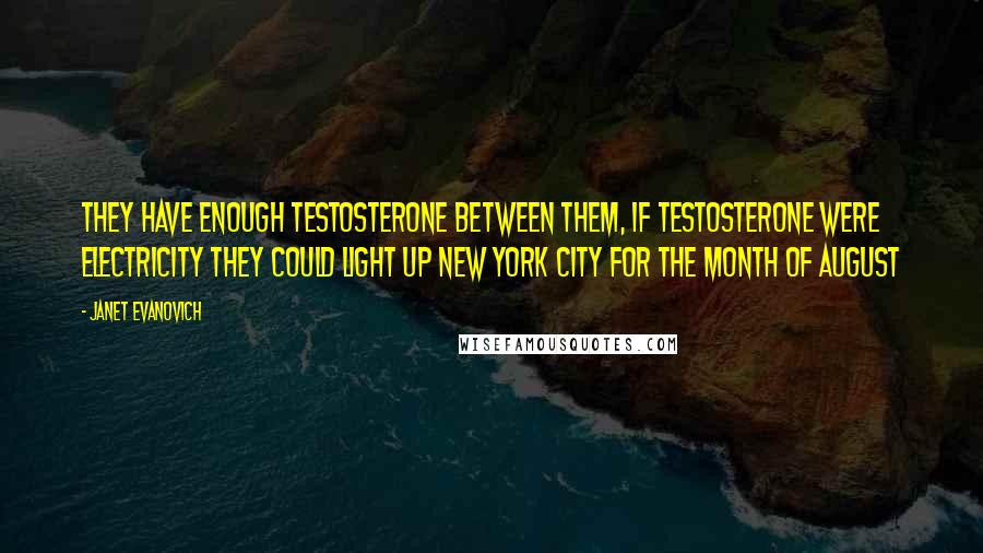 Janet Evanovich Quotes: They have enough testosterone between them, if testosterone were electricity they could light up New York City for the month of August