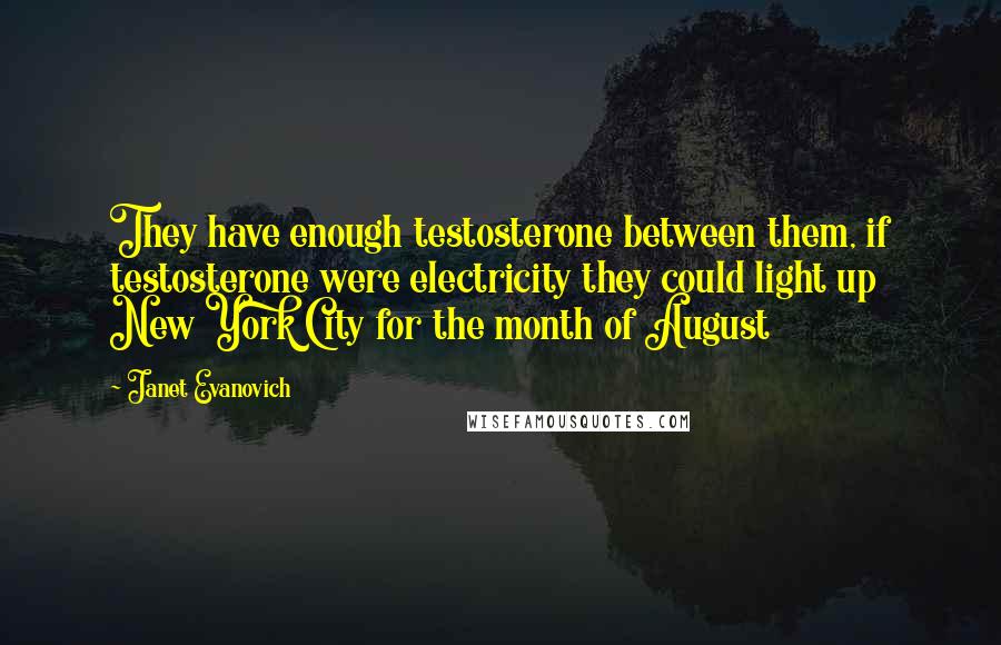 Janet Evanovich Quotes: They have enough testosterone between them, if testosterone were electricity they could light up New York City for the month of August