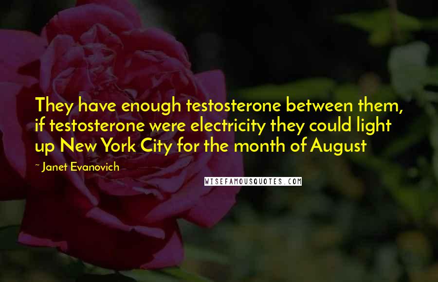 Janet Evanovich Quotes: They have enough testosterone between them, if testosterone were electricity they could light up New York City for the month of August