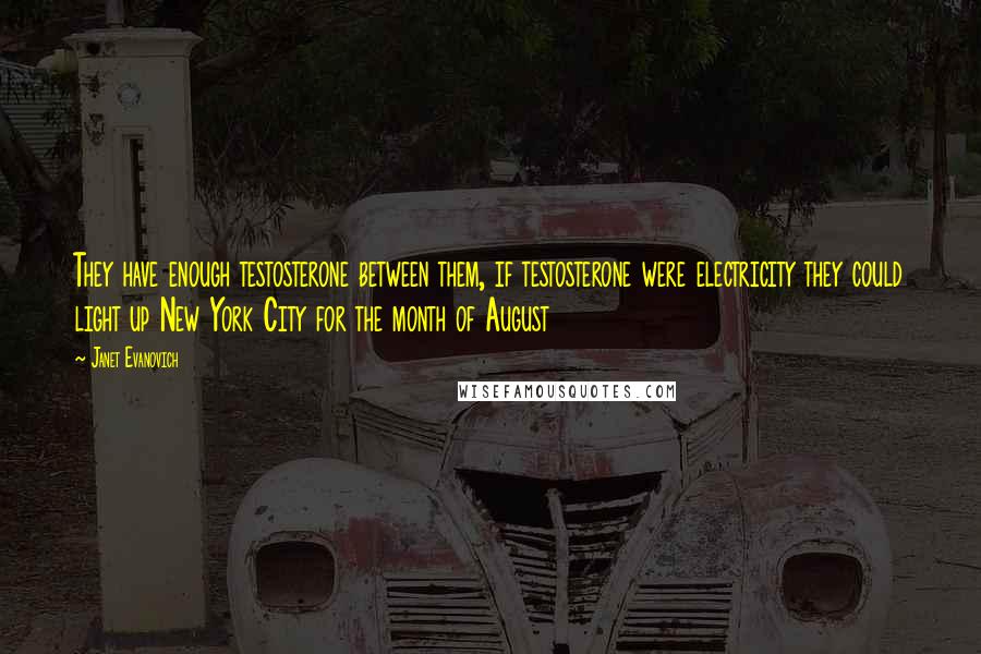 Janet Evanovich Quotes: They have enough testosterone between them, if testosterone were electricity they could light up New York City for the month of August