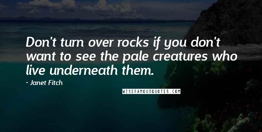 Janet Fitch Quotes: Don't turn over rocks if you don't want to see the pale creatures who live underneath them.