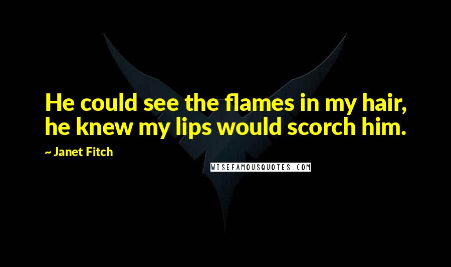 Janet Fitch Quotes: He could see the flames in my hair, he knew my lips would scorch him.