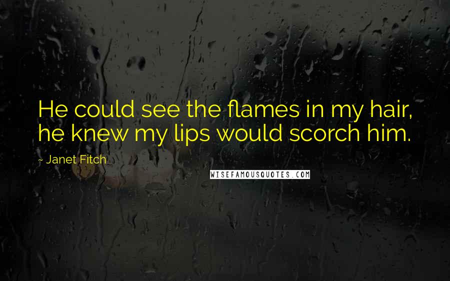 Janet Fitch Quotes: He could see the flames in my hair, he knew my lips would scorch him.