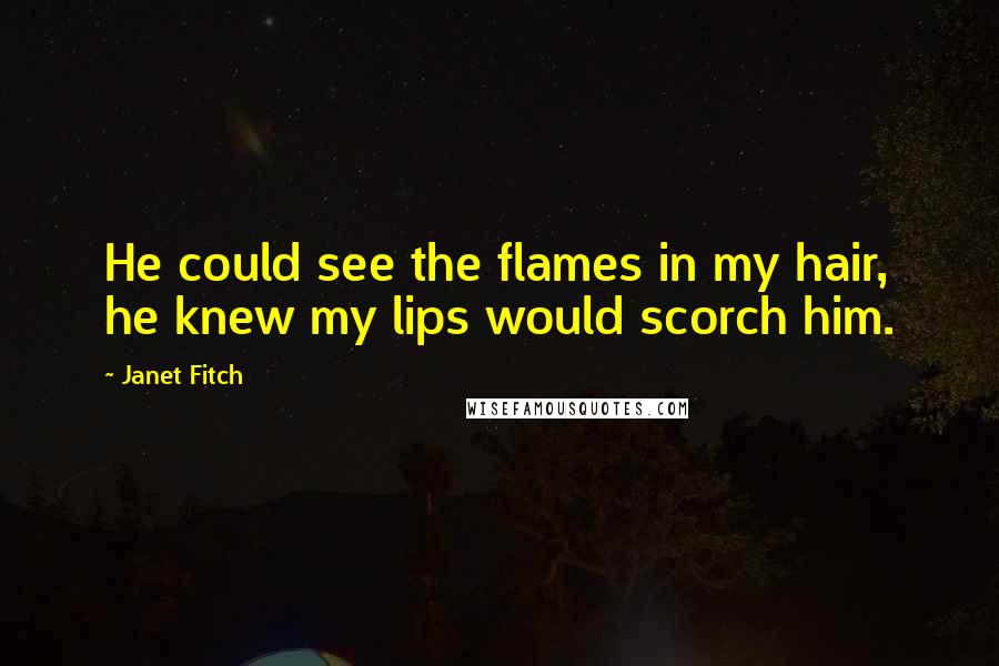 Janet Fitch Quotes: He could see the flames in my hair, he knew my lips would scorch him.