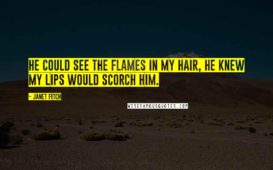 Janet Fitch Quotes: He could see the flames in my hair, he knew my lips would scorch him.