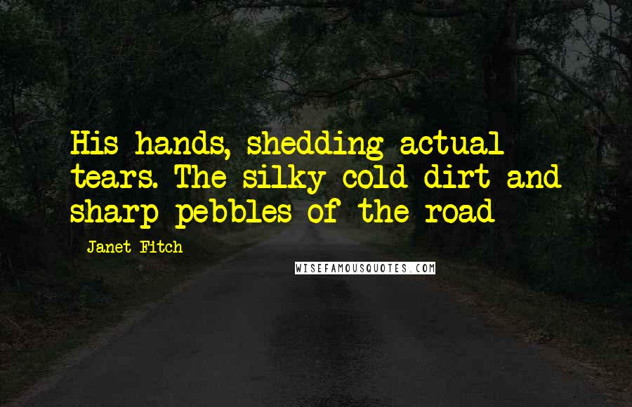 Janet Fitch Quotes: His hands, shedding actual tears. The silky cold dirt and sharp pebbles of the road