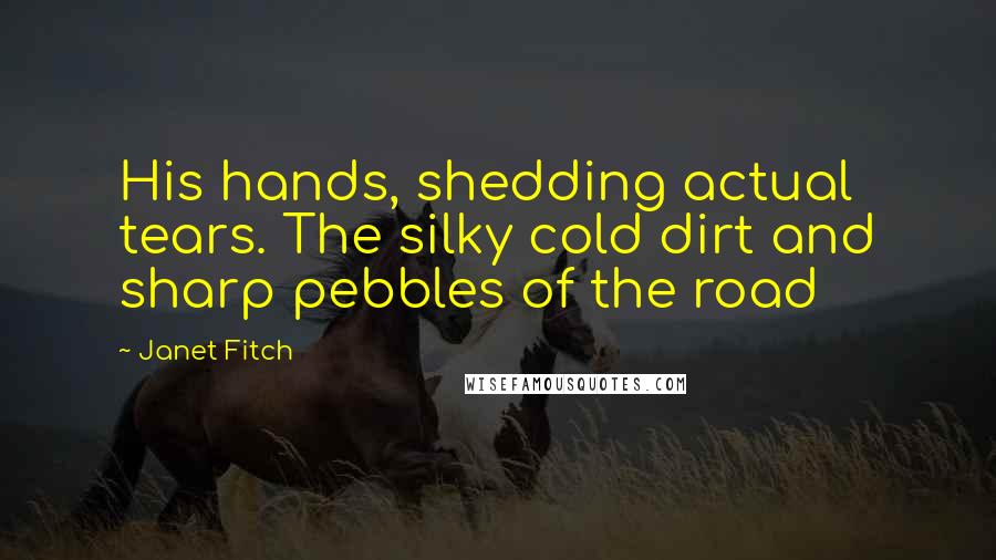 Janet Fitch Quotes: His hands, shedding actual tears. The silky cold dirt and sharp pebbles of the road