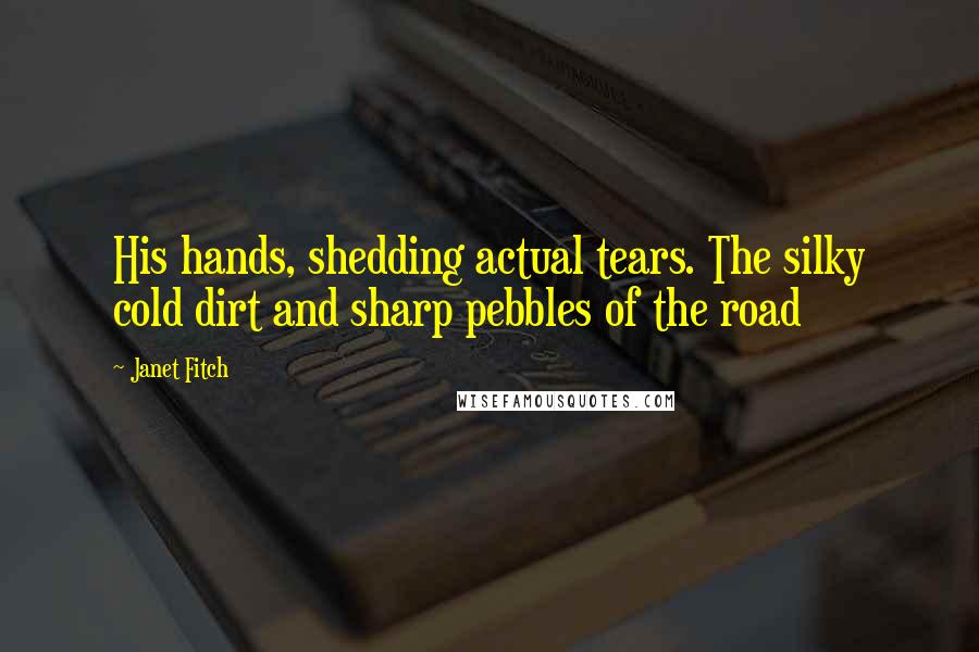 Janet Fitch Quotes: His hands, shedding actual tears. The silky cold dirt and sharp pebbles of the road