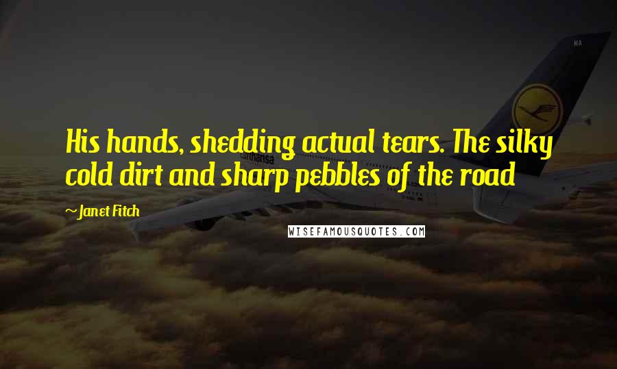 Janet Fitch Quotes: His hands, shedding actual tears. The silky cold dirt and sharp pebbles of the road