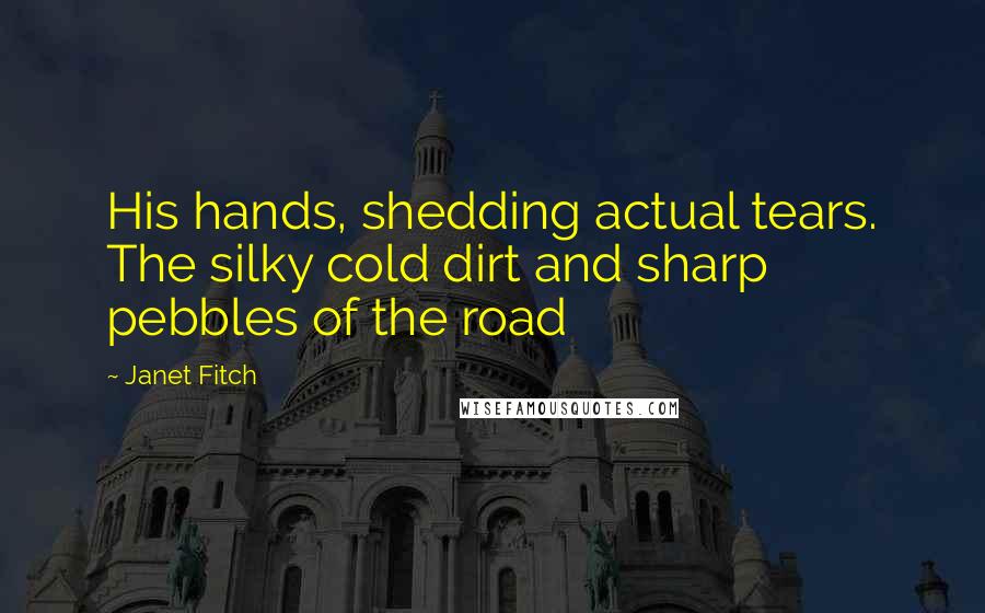 Janet Fitch Quotes: His hands, shedding actual tears. The silky cold dirt and sharp pebbles of the road