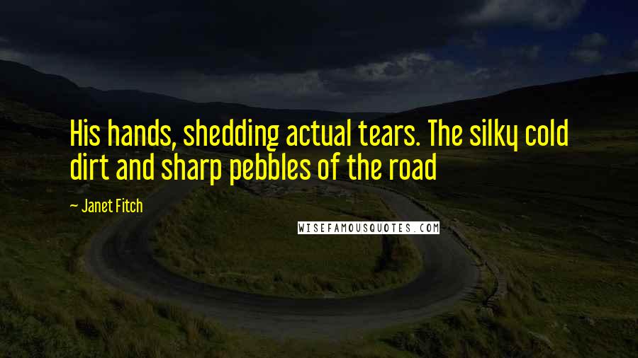 Janet Fitch Quotes: His hands, shedding actual tears. The silky cold dirt and sharp pebbles of the road